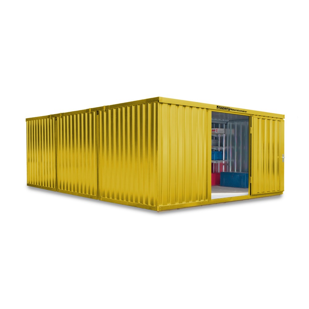 Zdjęcie produktu nr 1: Kontener na materiały łączony, 3 moduły, wys. × szer. × gł. 2150 × 4050 × 6520 mm, wstępnie zmontowany, podłoga drewniana, lakierowany, żółty sygnalizacyjny