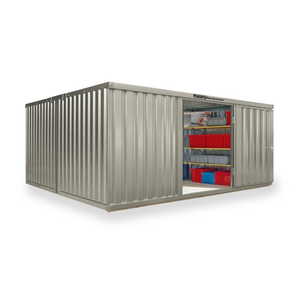 Zdjęcie produktu nr 1: Kontener na materiały łączony, 2 moduły, wys. × szer. × gł. 2150 × 4050 × 4340 mm, wstępnie zmontowany, podłoga drewniana, lakierowany, biało-szary