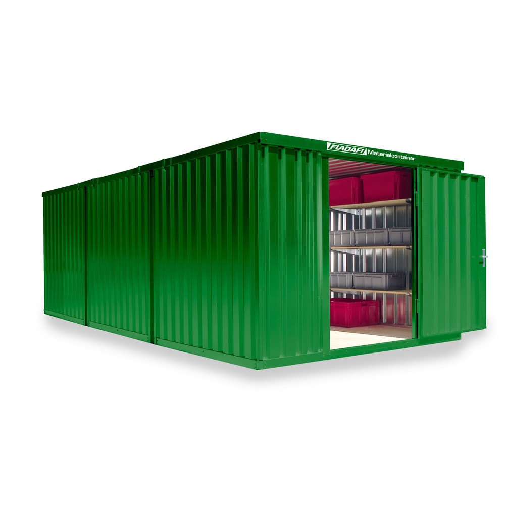 Zdjęcie produktu nr 1: Kontener na materiały łączony, 3 moduły, wys. × szer. × gł. 2150 × 3050 × 6520 mm, wstępnie zmontowany, podłoga drewniana, lakierowany, zielony trawiasty