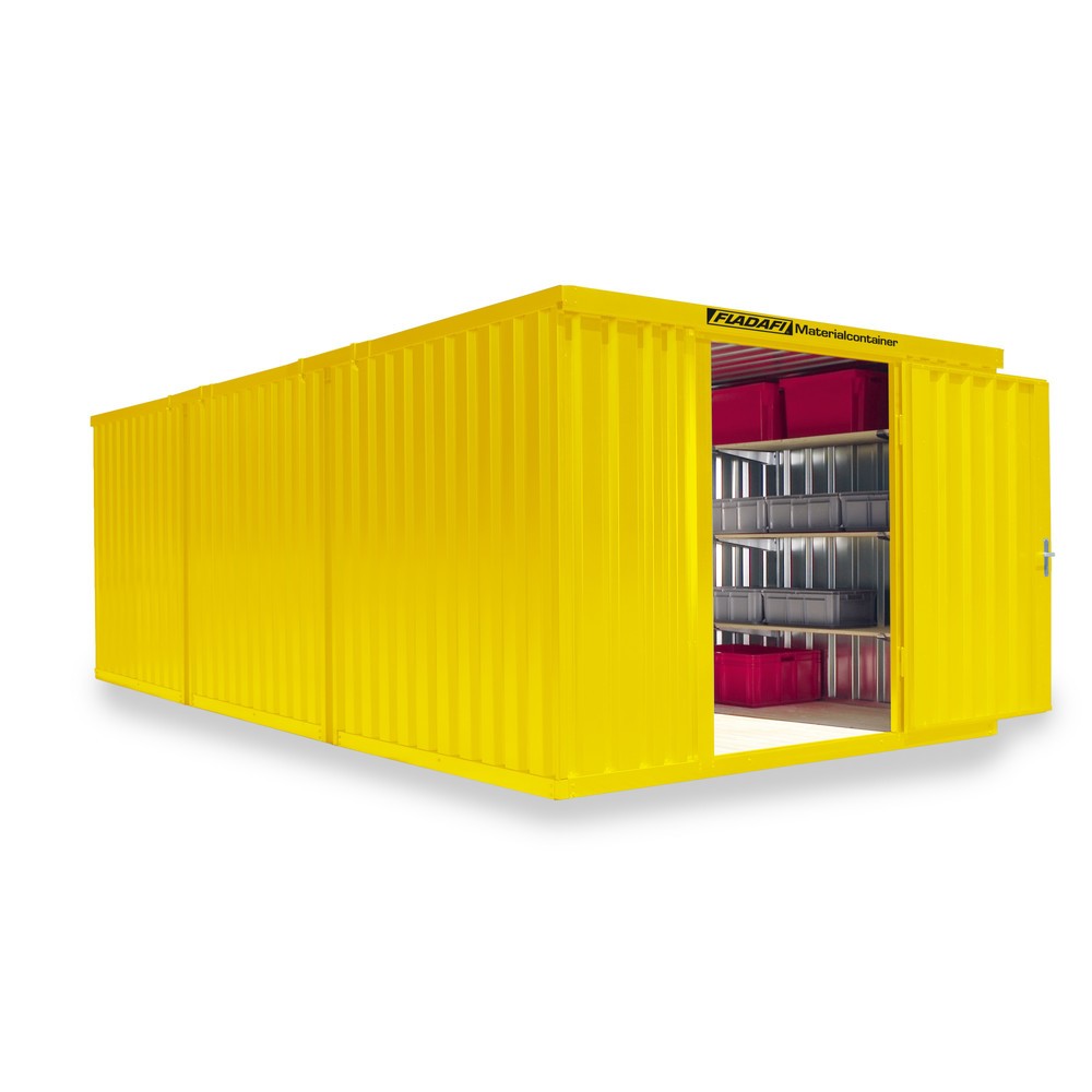 Zdjęcie produktu nr 1: Kontener na materiały łączony, 3 moduły, wys. × szer. × gł. 2150 × 3050 × 6520 mm, wstępnie zmontowany, podłoga drewniana, lakierowany, żółty sygnalizacyjny