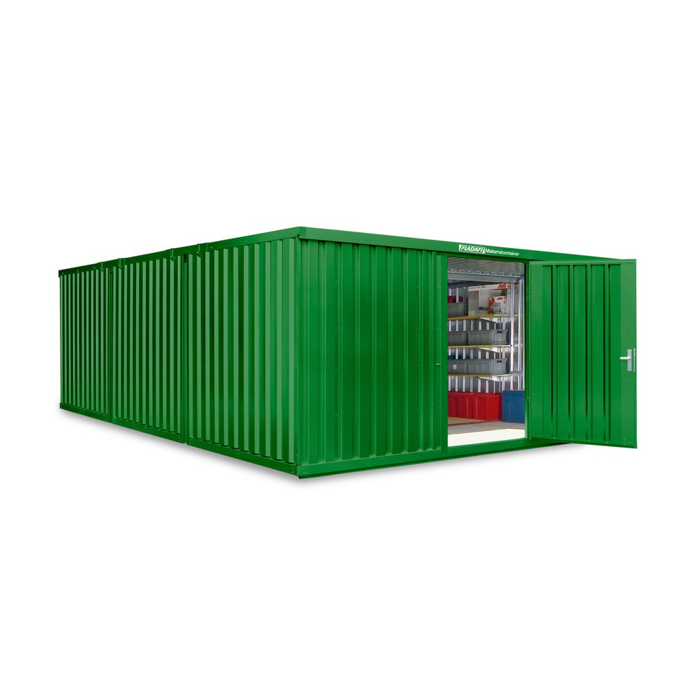 Zdjęcie produktu nr 1: Kontener na materiały łączony, 3 moduły, wys. × szer. × gł. 2150 × 5080 × 6520 mm, wstępnie zmontowany, podłoga drewniana, lakierowany, zielony trawiasty