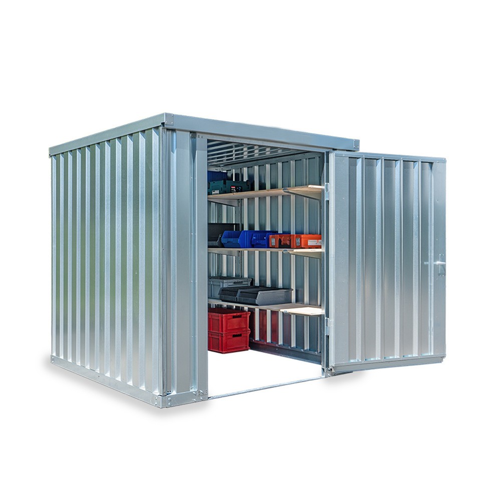 Zdjęcie produktu nr 1: Kontener na materiały pojedynczy moduł, wys. × szer. × gł. 2150 × 2100 × 2170 mm, zdemontowany, podłoga drewniana, ocynkowany
