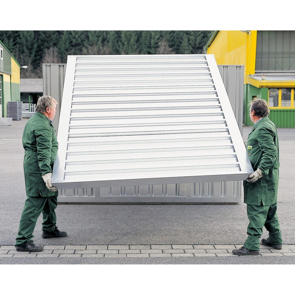 Zdjęcie produktu nr 3: Kontener materiałowy FLADAFI®, pojedynczy moduł, ocynkowany, wys.× szer.× gł. 2150 × 2100 × 1140 mm, demontowany, drewniana podłoga