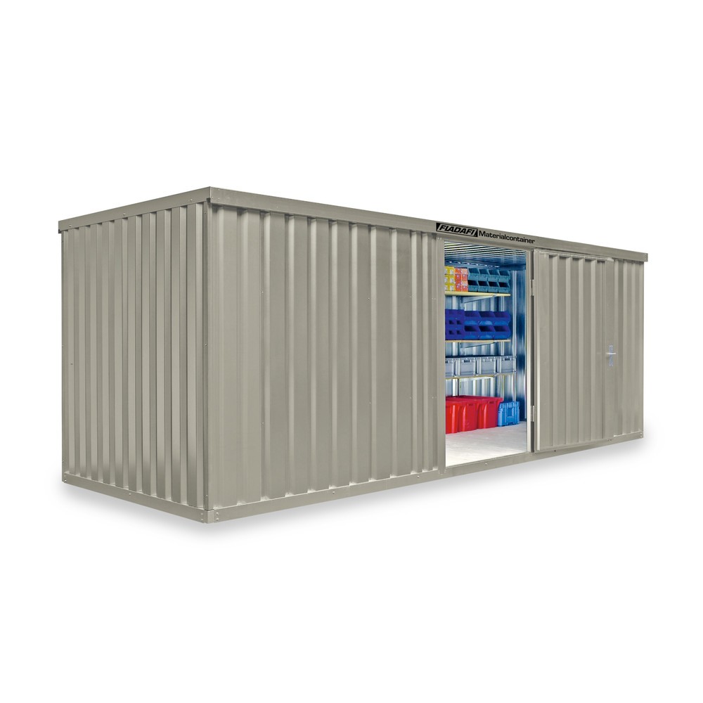 Zdjęcie produktu nr 1: Kontener na materiały pojedynczy moduł, wys. × szer. × gł. 2150 × 6080 × 2170 mm, zmontowany, podłoga drewniana, lakierowany, biało-szary