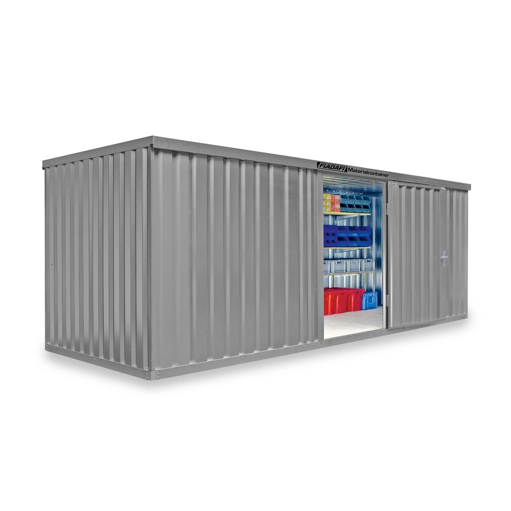 Zdjęcie produktu nr 1: Kontener na materiały pojedynczy moduł, wys. × szer. × gł. 2150 × 6080 × 2170 mm, zmontowany, podłoga drewniana, lakierowany, jasnoszary