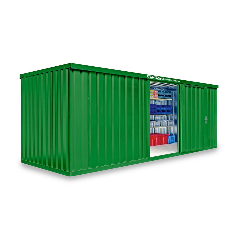 Zdjęcie produktu nr 1: Kontener na materiały pojedynczy moduł, wys. × szer. × gł. 2150 × 6080 × 2170 mm, zmontowany, podłoga drewniana, lakierowany, zielony trawiasty