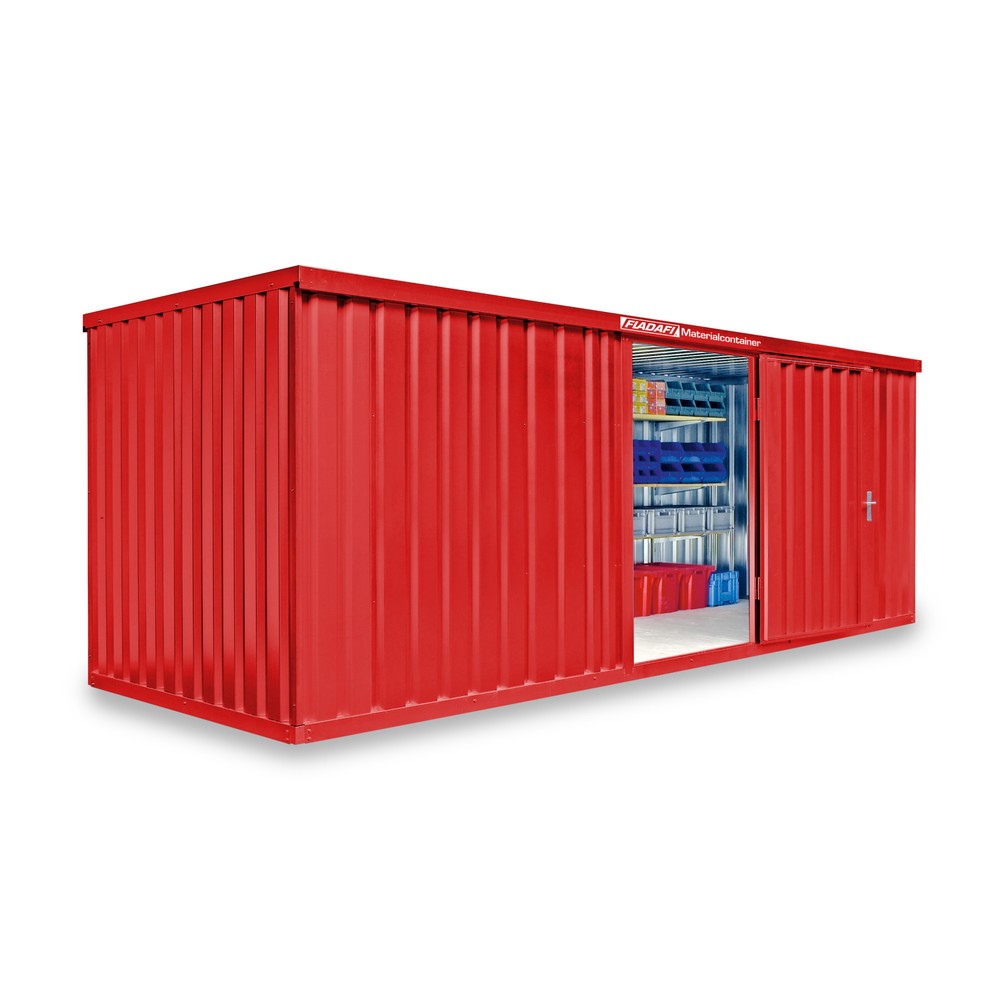 Zdjęcie produktu nr 1: Kontener na materiały pojedynczy moduł, wys. × szer. × gł. 2150 × 6080 × 2170 mm, zmontowany, podłoga drewniana, lakierowany, czerwono-pomarańczowy