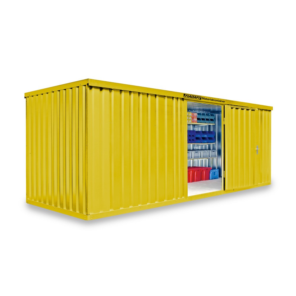 Zdjęcie produktu nr 1: Kontener na materiały pojedynczy moduł, wys. × szer. × gł. 2150 × 6080 × 2170 mm, zmontowany, podłoga drewniana, lakierowany, żółty sygnalizacyjny