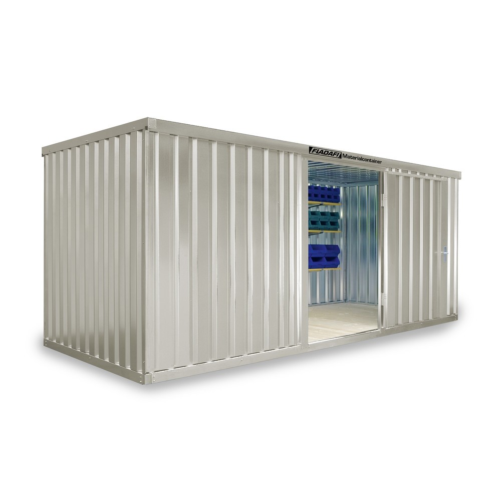 Zdjęcie produktu nr 1: Kontener na materiały pojedynczy moduł, wys. × szer. × gł. 2150 × 5080 × 2170 mm, zmontowany, podłoga drewniana, lakierowany, biało-szary