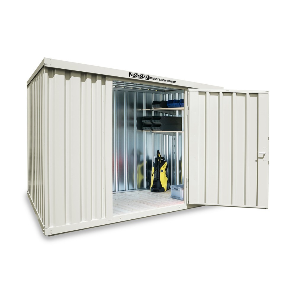Zdjęcie produktu nr 1: Kontener na materiały pojedynczy moduł, wys. × szer. × gł. 2150 × 3050 × 2170 mm, zmontowany, podłoga drewniana, lakierowany, biało-szary