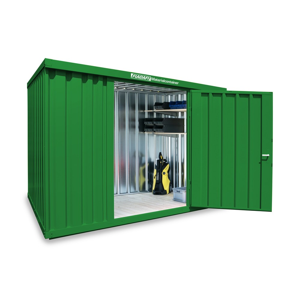 Zdjęcie produktu nr 1: Kontener na materiały pojedynczy moduł, wys. × szer. × gł. 2150 × 3050 × 2170 mm, zmontowany, podłoga drewniana, lakierowany, zielony trawiasty