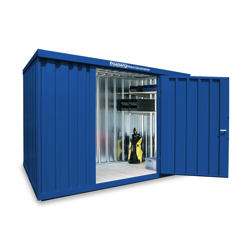 Zdjęcie produktu nr 1: Kontener na materiały pojedynczy moduł, wys. × szer. × gł. 2150 × 3050 × 2170 mm, zmontowany, podłoga drewniana, lakierowany, niebieski gencjanowy