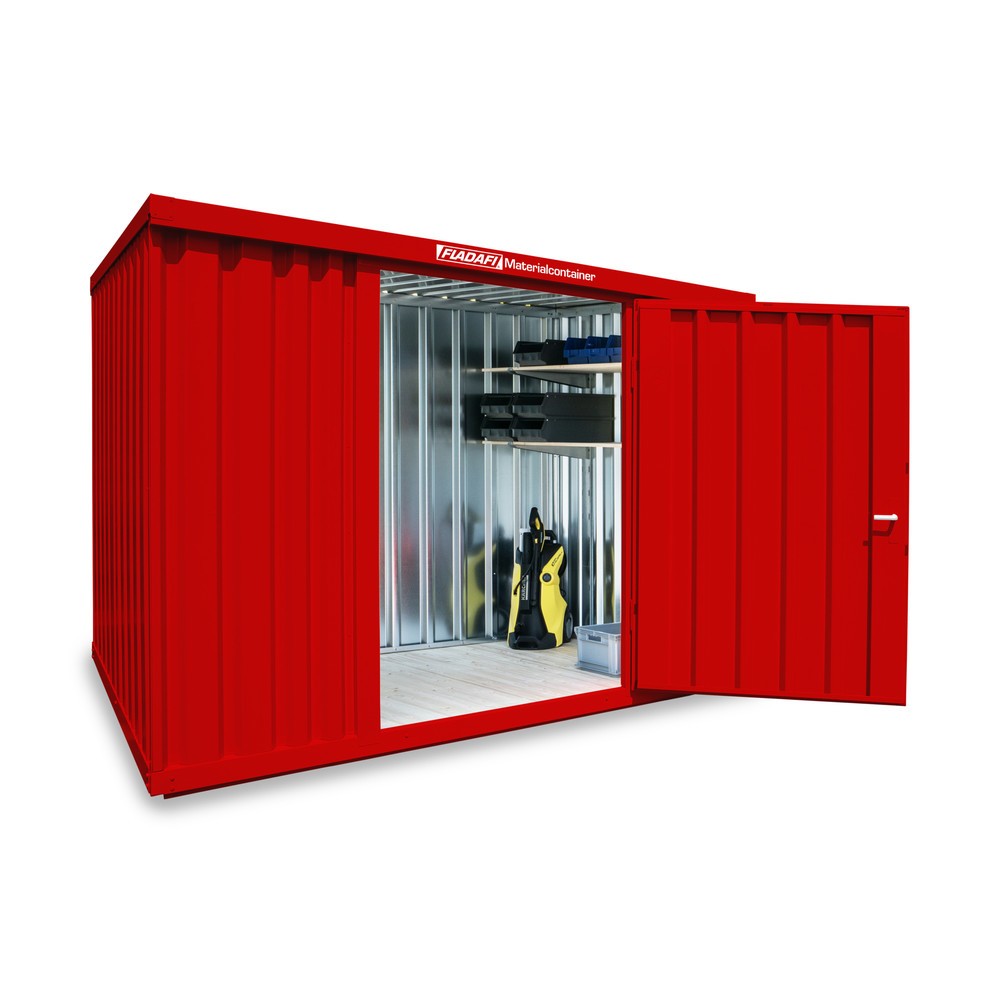 Zdjęcie produktu nr 1: Kontener na materiały pojedynczy moduł, wys. × szer. × gł. 2150 × 3050 × 2170 mm, zmontowany, podłoga drewniana, lakierowany, czerwono-pomarańczowy