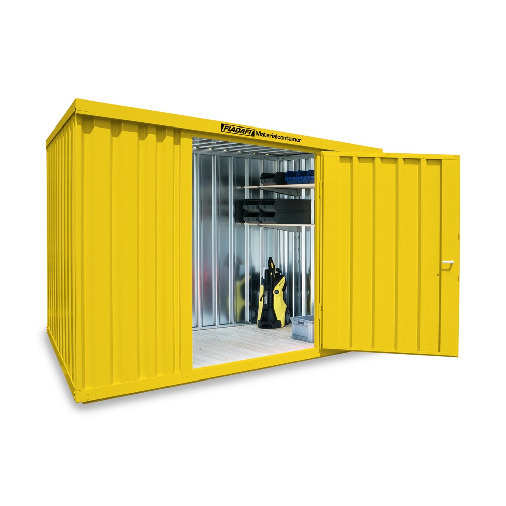 Zdjęcie produktu nr 1: Kontener na materiały pojedynczy moduł, wys. × szer. × gł. 2150 × 3050 × 2170 mm, zmontowany, podłoga drewniana, lakierowany, żółty sygnalizacyjny