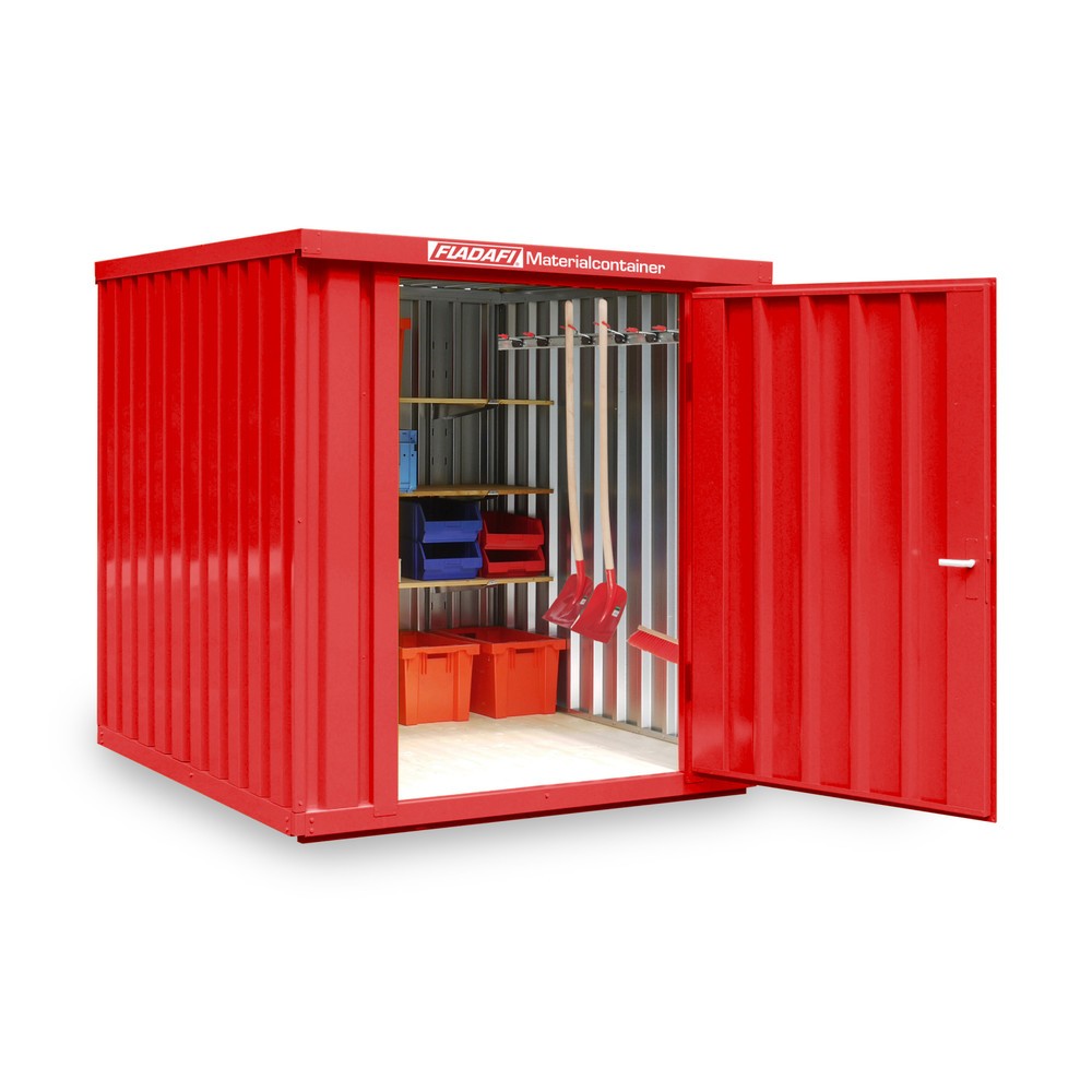 Zdjęcie produktu nr 1: Kontener na materiały pojedynczy moduł, wys. × szer. × gł. 2150 × 2100 × 2170 mm, zmontowany, podłoga drewniana, lakierowany, czerwono-pomarańczowy