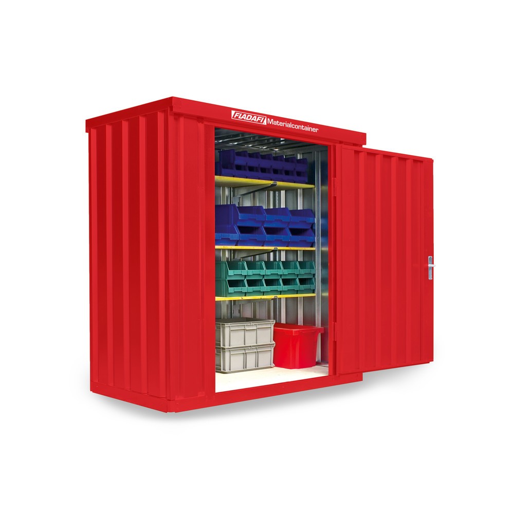 Zdjęcie produktu nr 1: Kontener na materiały pojedynczy moduł, wys. × szer. × gł. 2150 × 2100 × 1140 mm, zmontowany, podłoga drewniana, lakierowany, czerwono-pomarańczowy