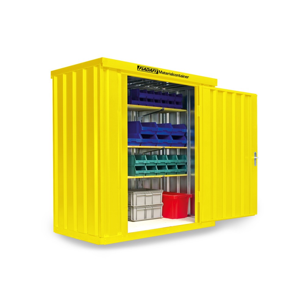 Zdjęcie produktu nr 1: Kontener na materiały pojedynczy moduł, wys. × szer. × gł. 2150 × 2100 × 1140 mm, zmontowany, podłoga drewniana, lakierowany, żółty sygnalizacyjny