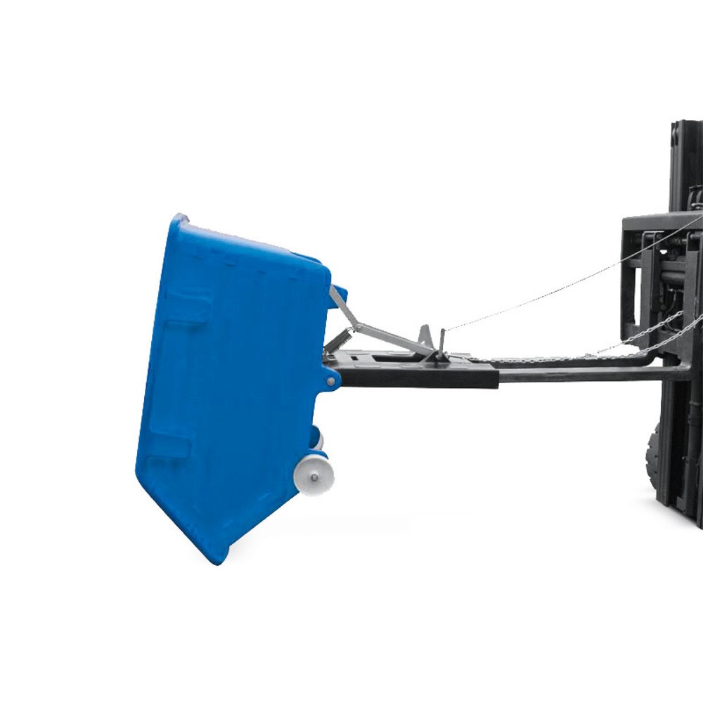 Zdjęcie produktu nr 1: kontener przechylny z PE z kołami, mechanizm przechylny, kieszenie widelcowe, pojemność 0,75 m³