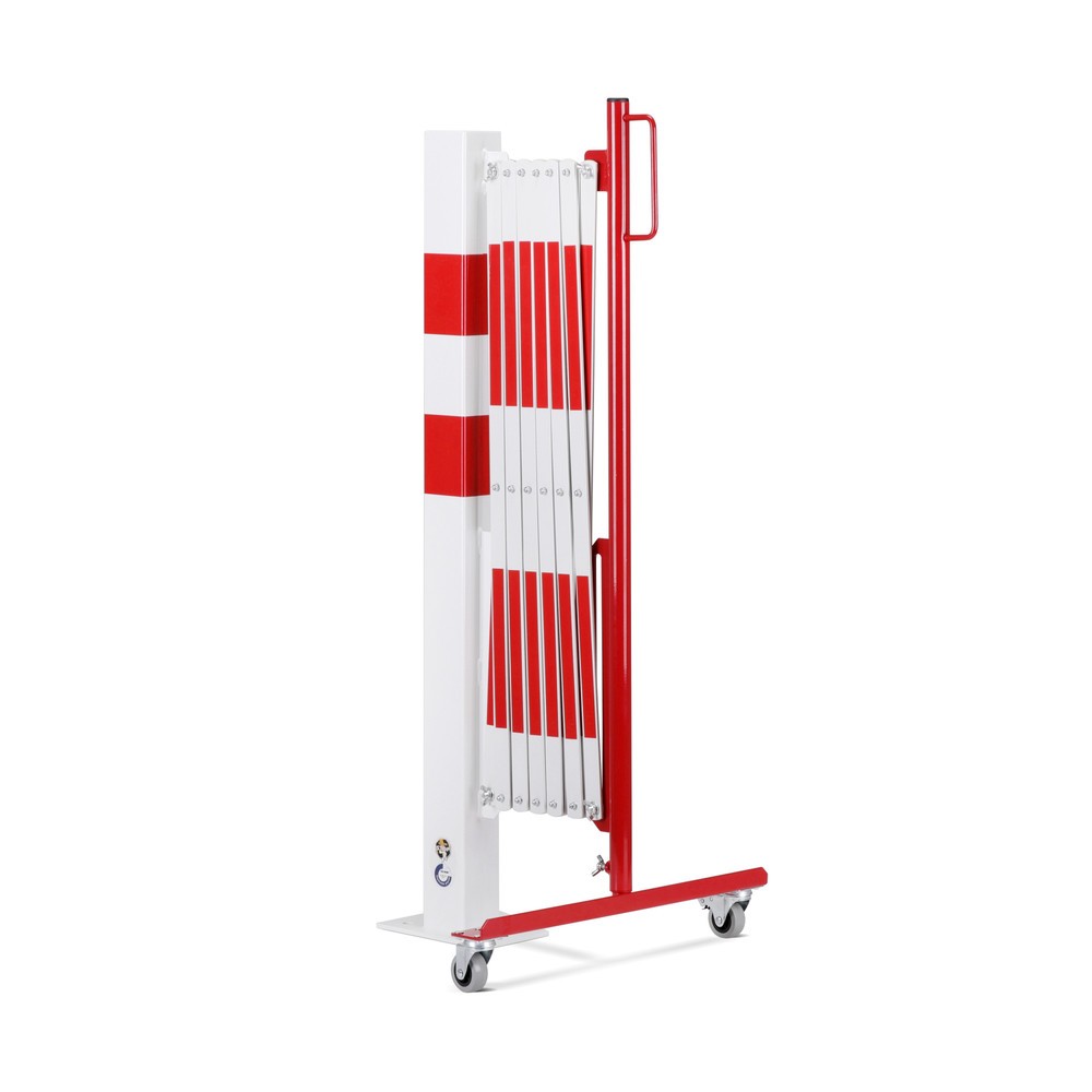 Zdjęcie produktu nr 2: Krata nożycowa ze słupkami odgradzającymi, 70 x 70 mm, szerokość 3600, czerwona/biała