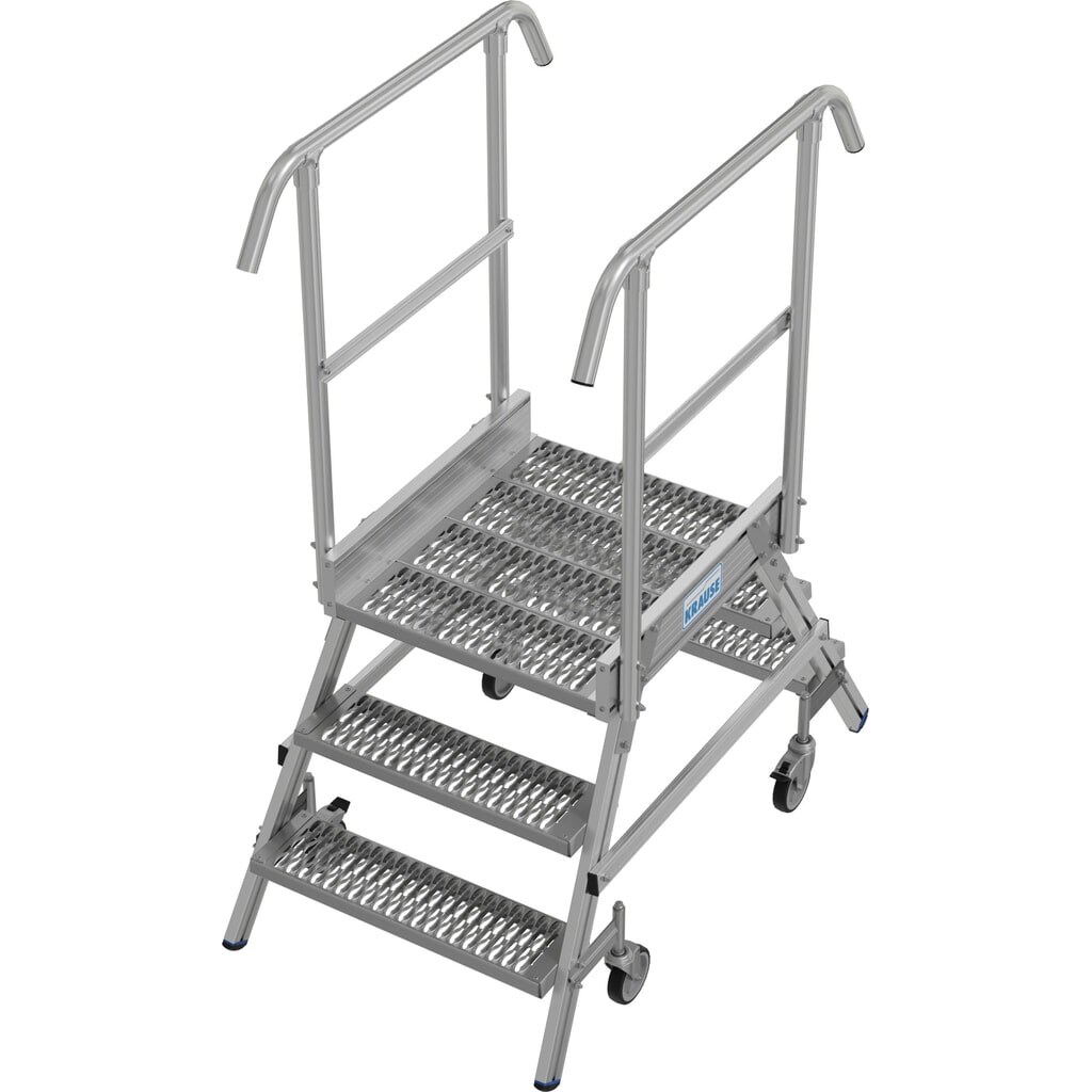Zdjęcie produktu: Drabina z podestem KRAUSE® STABILO, mobilna, dwustronna, profile rusztowe R13, 2 x 3 stopnie