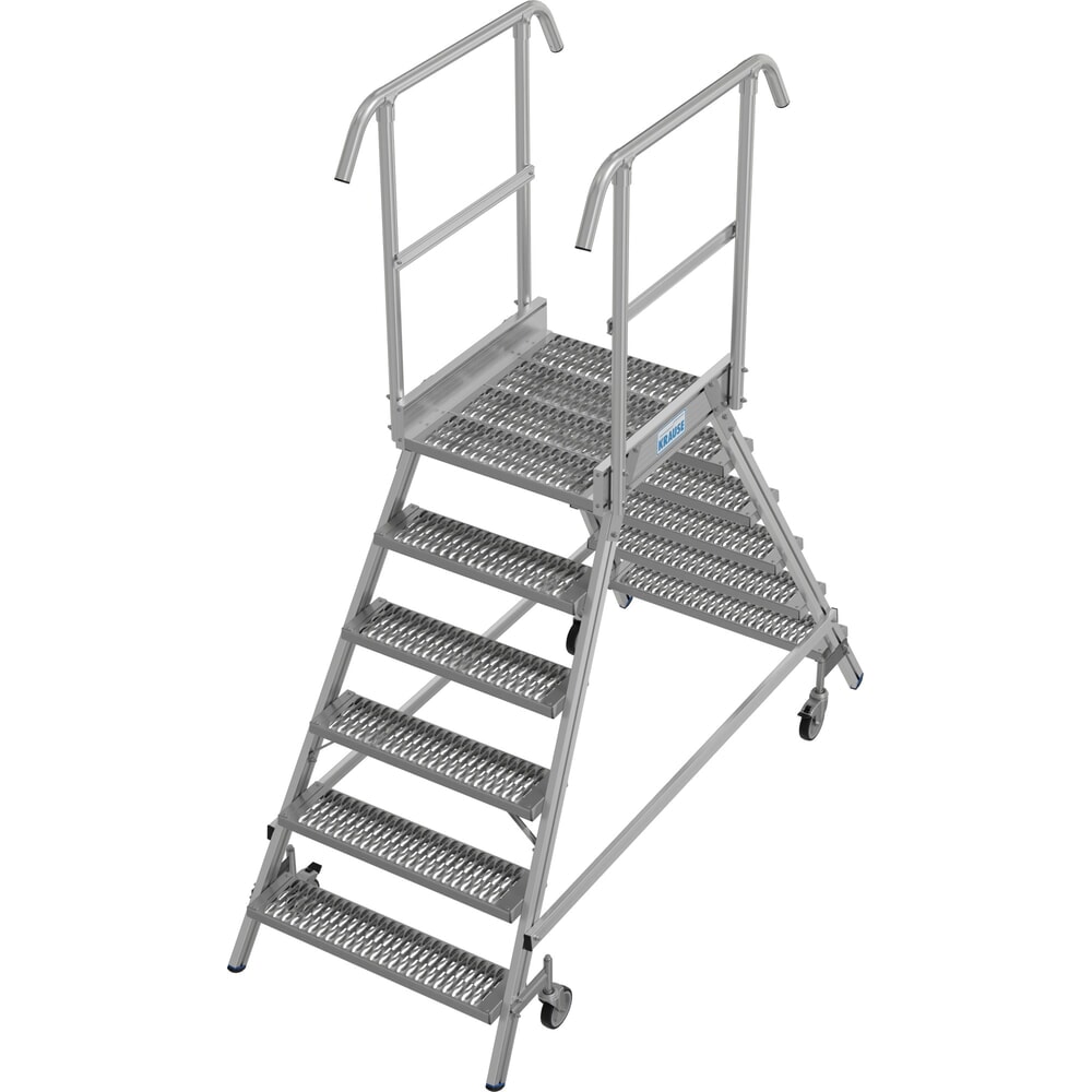 Obraz produktu: Drabina z podestem KRAUSE® STABILO, mobilna, dwustronna, profile rusztowe R13, 2 x 6 stopni