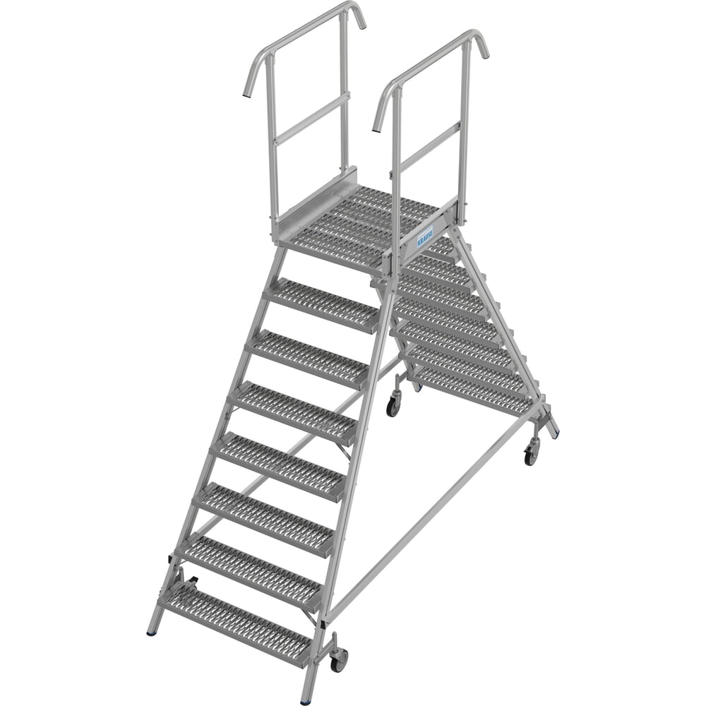 Obraz produktu: Drabina z podestem KRAUSE® STABILO, mobilna, dwustronna, profile rusztowe R13, 2 x 8 stopni