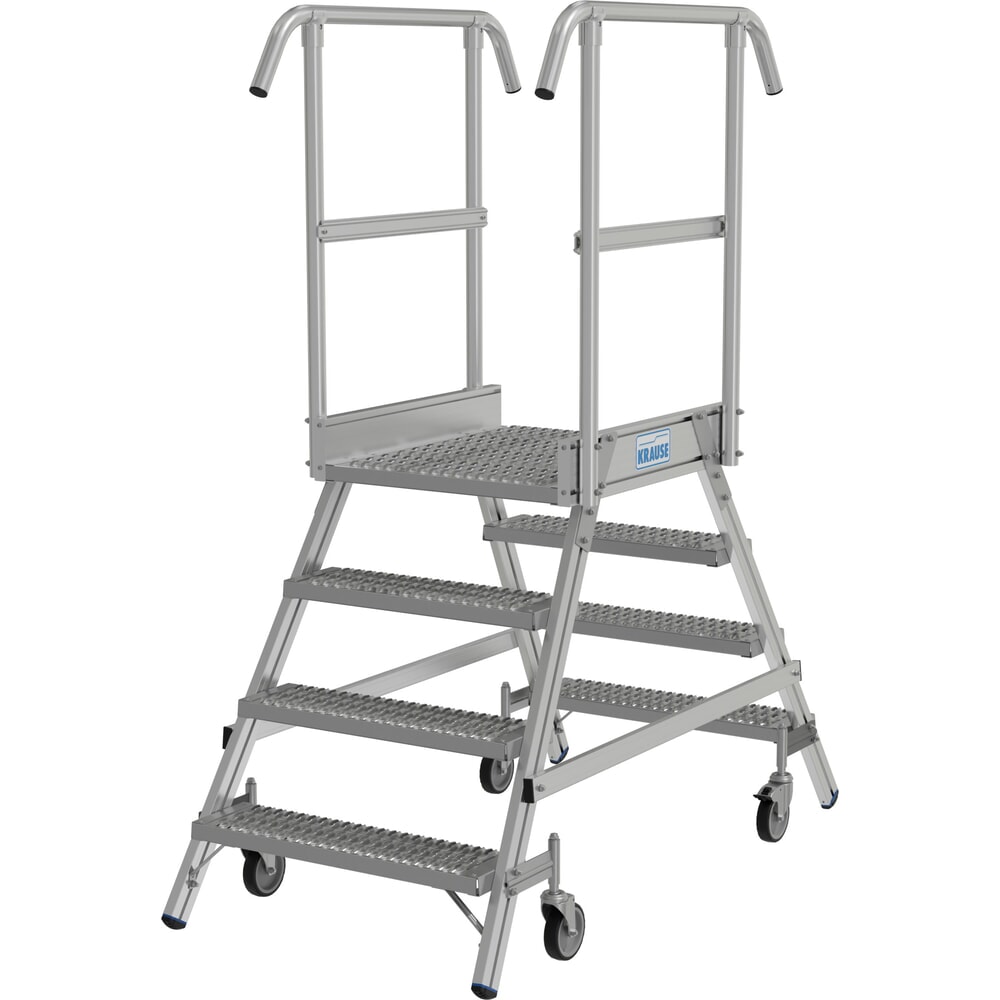 Zdjęcie produktu nr 14: Drabina z podestem KRAUSE® STABILO, mobilna, dwustronna, profile rusztowe R13, 2 x 4 stopnie