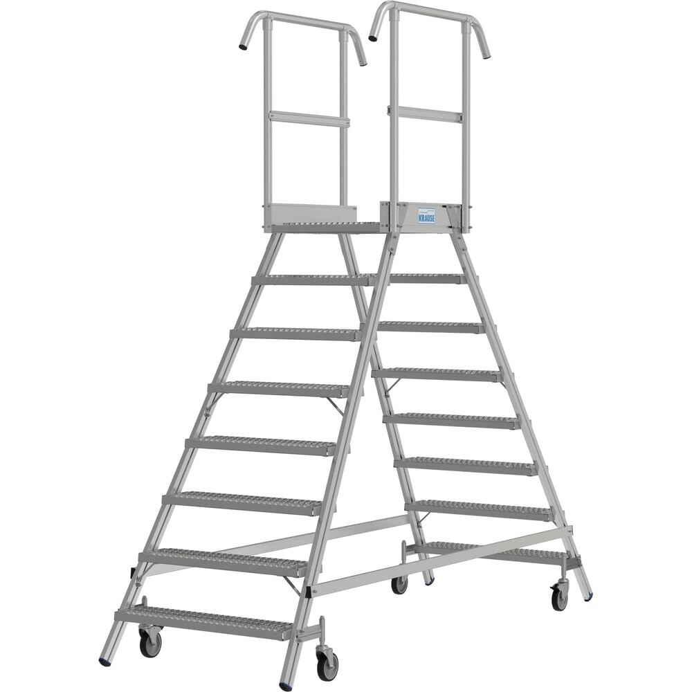 Zdjęcie produktu nr 14: Drabina z podestem KRAUSE® STABILO, mobilna, dwustronna, profile rusztowe R13, 2 x 8 stopni