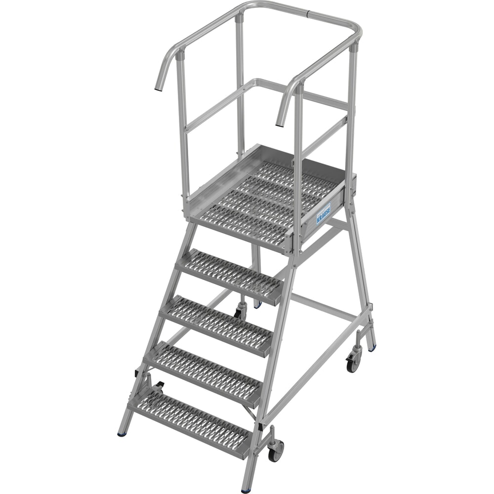 Obraz produktu: Mobilna drabina z podestem KRAUSE® STABILO, jednostronna, krata profilowa R13, 5 stopni