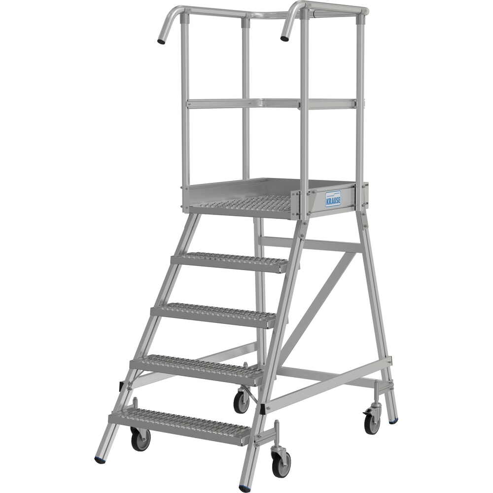 Zdjęcie produktu nr 2: Mobilna drabina z podestem KRAUSE® STABILO, jednostronna, krata profilowa R13, 5 stopni