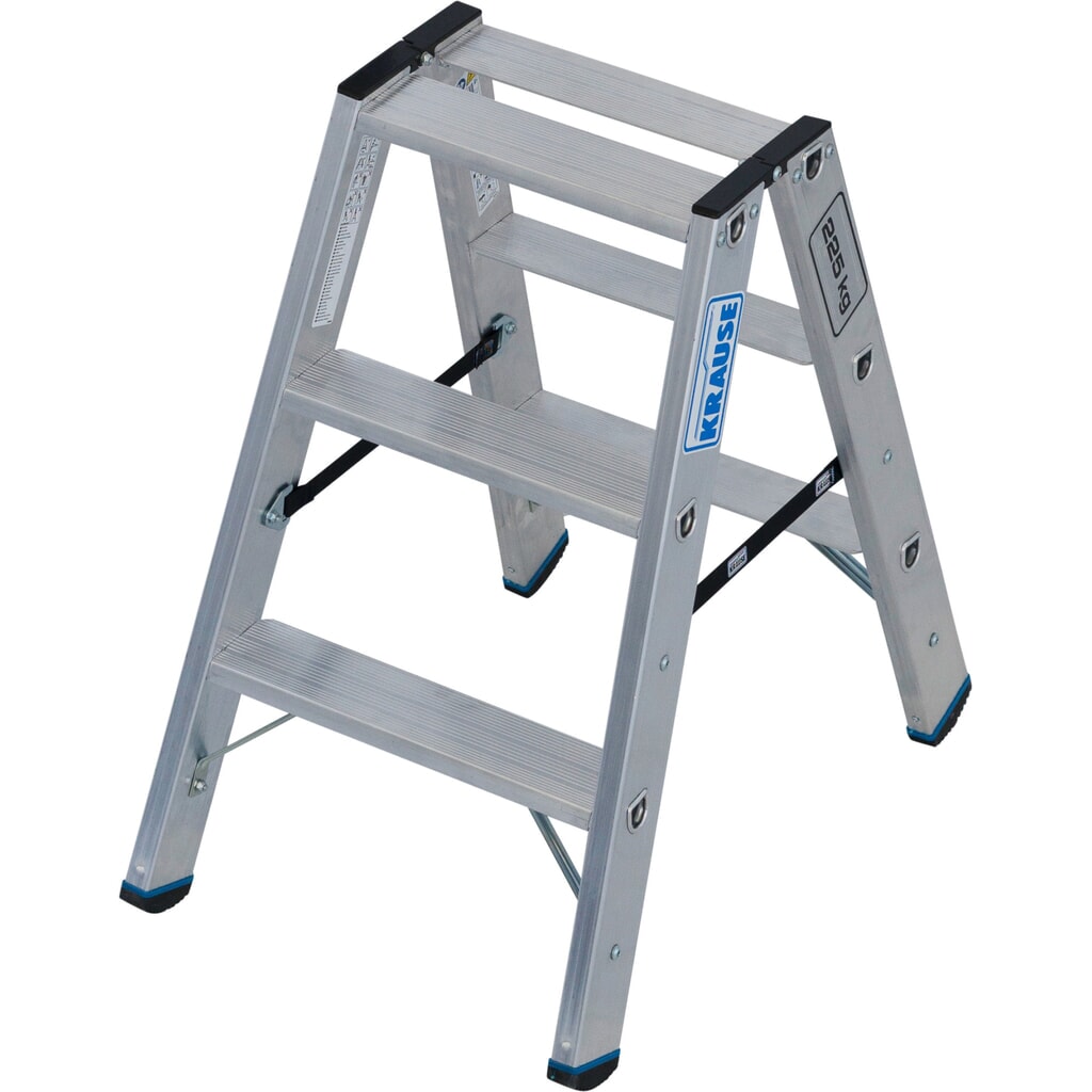 Drabina ze stopniami wolnostojąca KRAUSE® STABILO, dwustronna, udźwig 225 kg, 2 x 3 stopnie Zdjęcie produktu: Drabina ze stopniami wolnostojąca KRAUSE® STABILO, dwustronna, udźwig 225 kg, 2 x 3 stopnie