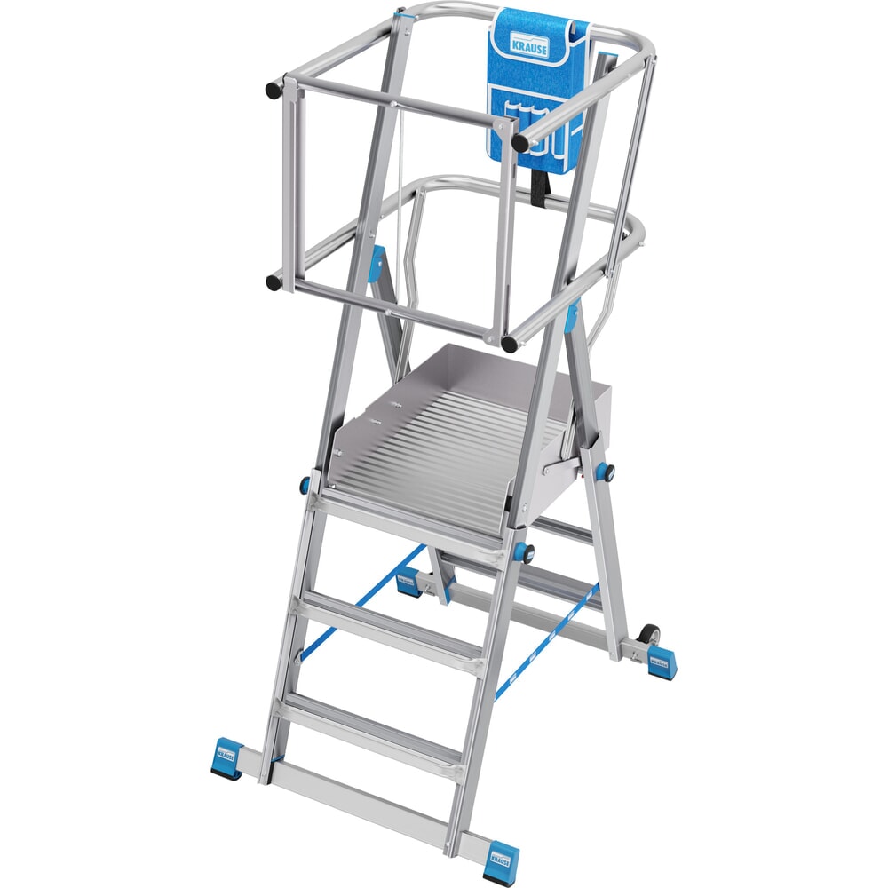 Obraz produktu: Drabina z podestem teleskopowa KRAUSE® STABILO z dużą platformą SkyMatic, 3–5 szczebli