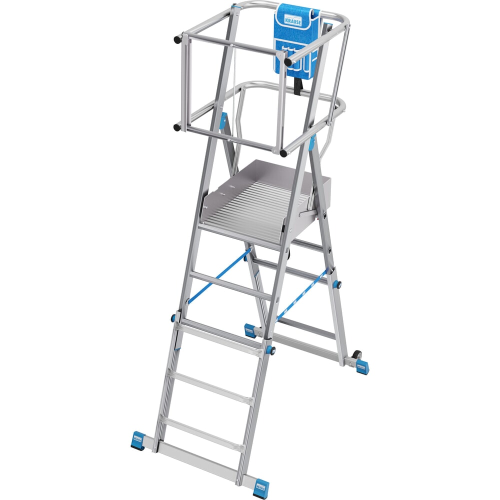 Zdjęcie produktu nr 2: Drabina z podestem teleskopowa KRAUSE® STABILO z dużą platformą SkyMatic, 3–5 szczebli
