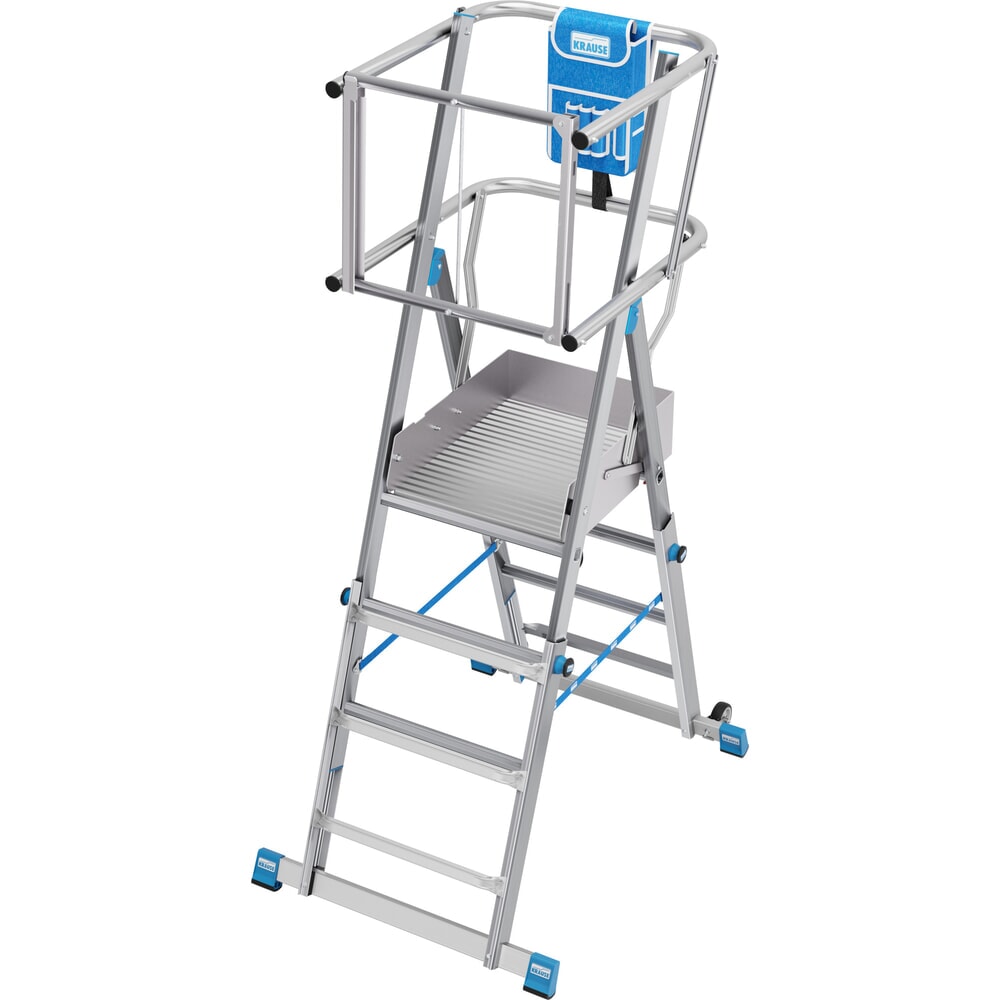 Zdjęcie produktu nr 3: Drabina z podestem teleskopowa KRAUSE® STABILO z dużą platformą SkyMatic, 3–5 szczebli