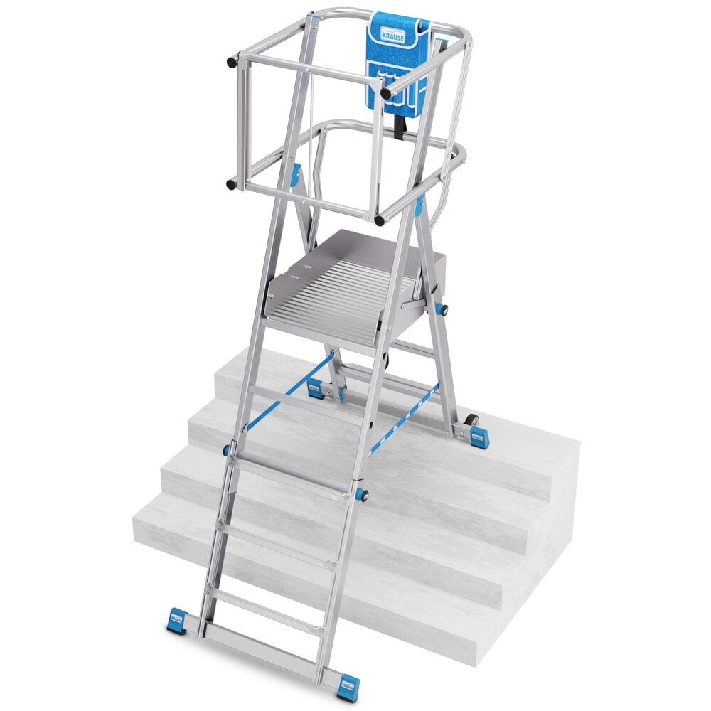 Zdjęcie produktu nr 14: Drabina z podestem teleskopowa KRAUSE® STABILO z dużą platformą SkyMatic, 3–5 szczebli