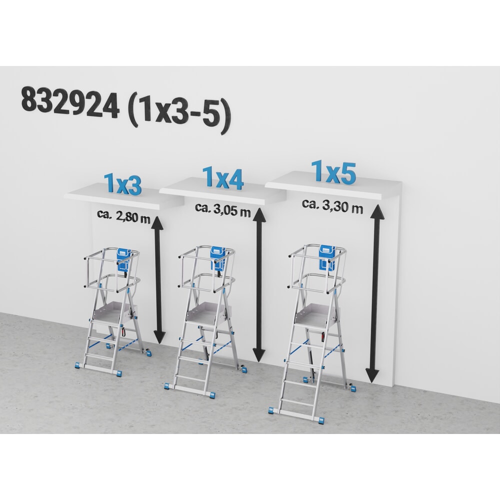 Zdjęcie produktu nr 16: Drabina z podestem teleskopowa KRAUSE® STABILO z dużą platformą SkyMatic, 3–5 szczebli