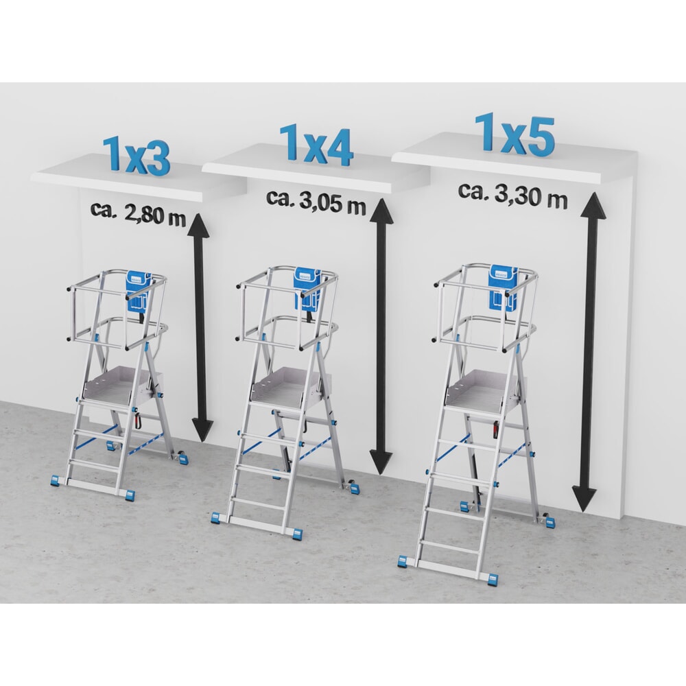 Zdjęcie produktu nr 17: Drabina z podestem teleskopowa KRAUSE® STABILO z dużą platformą SkyMatic, 3–5 szczebli