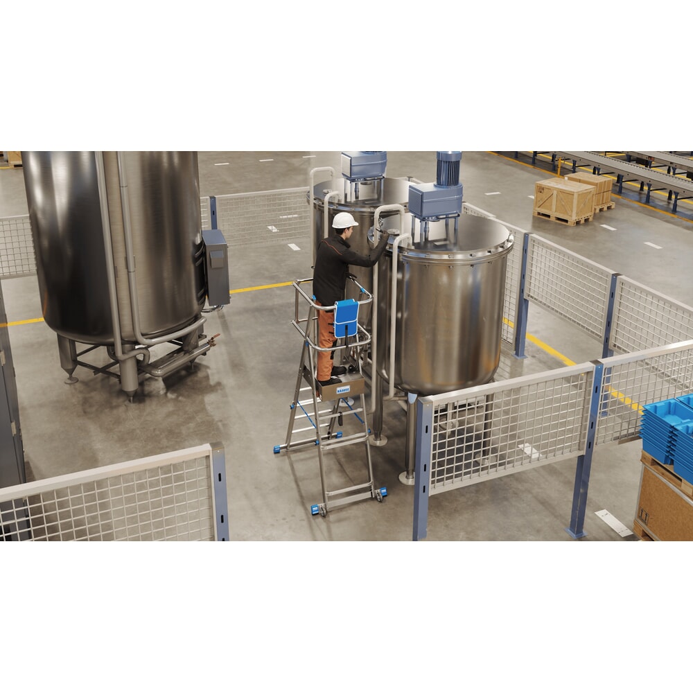 Zdjęcie produktu nr 19: Drabina z podestem teleskopowa KRAUSE® STABILO z dużą platformą SkyMatic, 3–5 szczebli