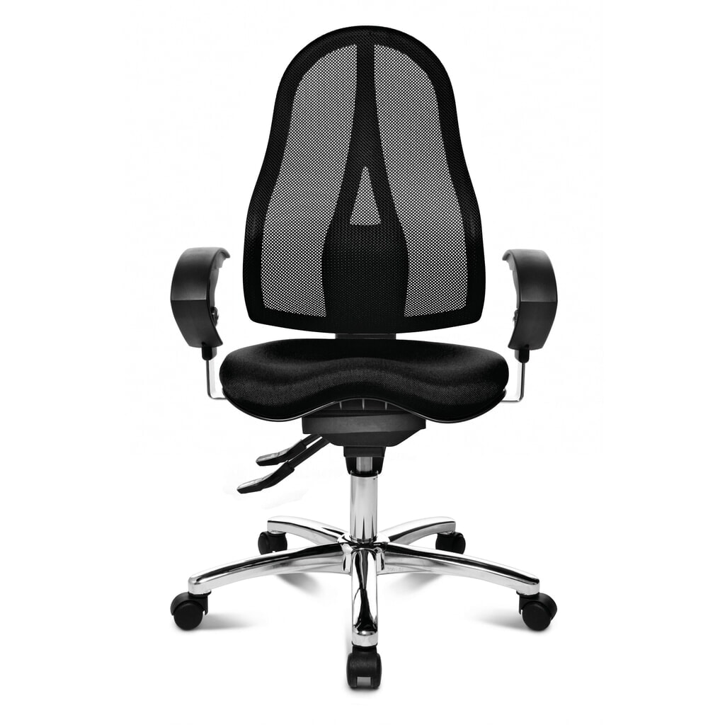 Krzesło biurowe obrotowe Topstar® Ortho 15, oparcie siatkowe, podłokietniki z regulacją wysokości, kolor czarny Zdjęcie produktu: Krzesło biurowe obrotowe Topstar® Ortho 15, oparcie siatkowe, podłokietniki z regulacją wysokości, kolor czarny