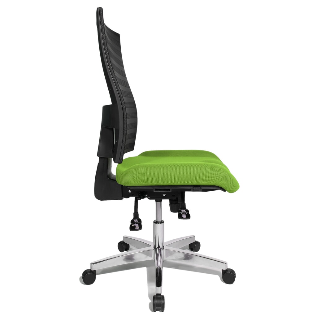 Krzesło biurowe obrotowe Topstar® P91-NET, oparcie siatkowe kolor czarny, siedzisko kolor zielone jabłko Zdjęcie produktu nr 3: Krzesło biurowe obrotowe Topstar® P91-NET, oparcie siatkowe kolor czarny, siedzisko kolor zielone jabłko