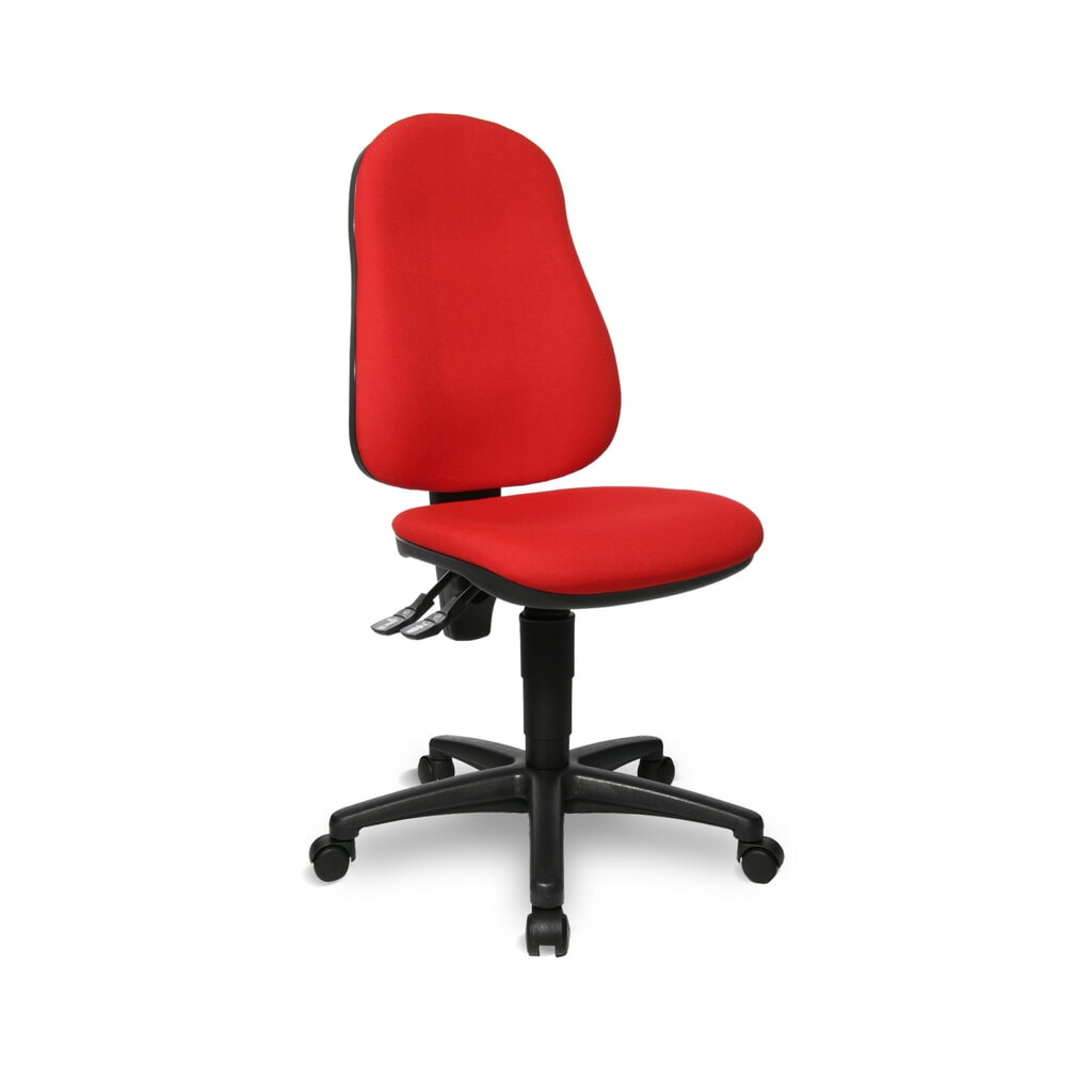 Krzesło biurowe obrotowe Topstar® Point 70, siedzisko profilowane do ochrony krążków międzykręgowych, kolor czerwony Zdjęcie produktu: Krzesło biurowe obrotowe Topstar® Point 70, siedzisko profilowane do ochrony krążków międzykręgowych, kolor czerwony