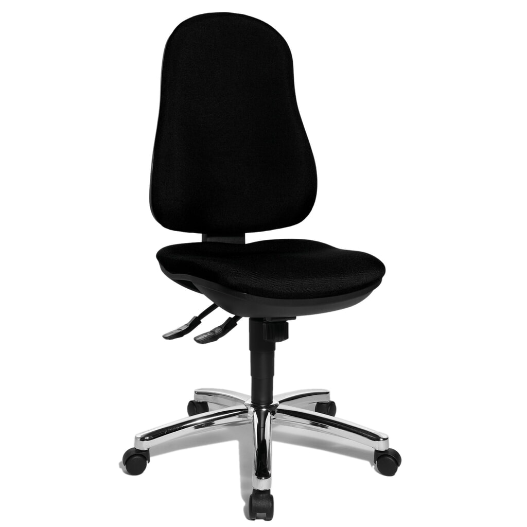 Krzesło biurowe obrotowe Topstar® Support Syncro, siedzisko profilowane do ochrony krążków międzykręgowych, kolor czarny Zdjęcie produktu nr 1: Krzesło biurowe obrotowe Topstar® Support Syncro, siedzisko profilowane do ochrony krążków międzykręgowych, kolor czarny