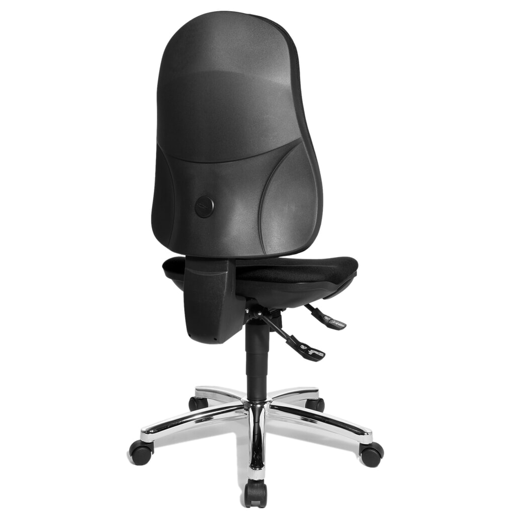 Krzesło biurowe obrotowe Topstar® Support Syncro, siedzisko profilowane do ochrony krążków międzykręgowych, kolor czarny Zdjęcie produktu nr 3: Krzesło biurowe obrotowe Topstar® Support Syncro, siedzisko profilowane do ochrony krążków międzykręgowych, kolor czarny