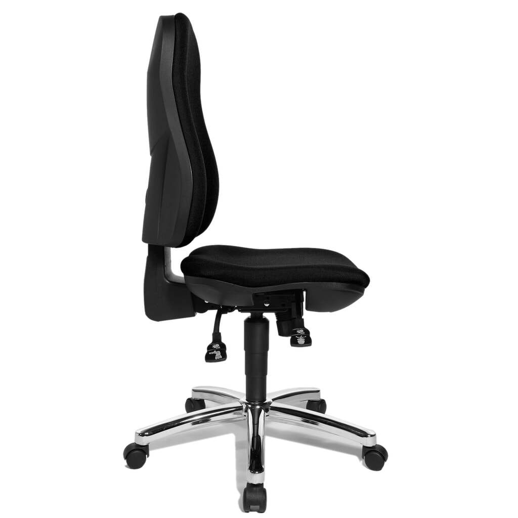 Krzesło biurowe obrotowe Topstar® Support Syncro, siedzisko profilowane do ochrony krążków międzykręgowych, kolor czarny Zdjęcie produktu nr 4: Krzesło biurowe obrotowe Topstar® Support Syncro, siedzisko profilowane do ochrony krążków międzykręgowych, kolor czarny