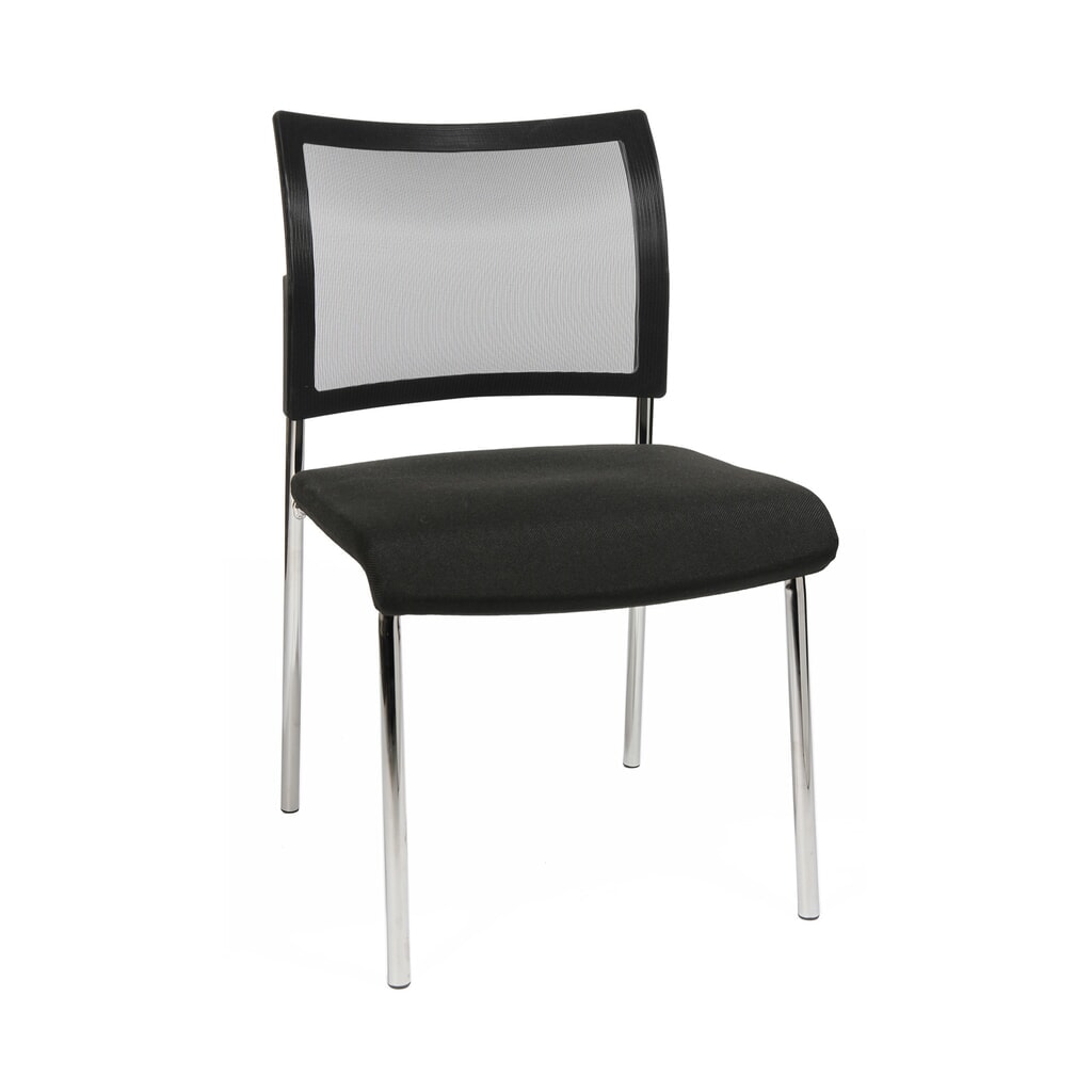 Krzesło dla gości Topstar® Classic z oparciem siatkowym + stelaż 4-nożny, czarne Zdjęcie produktu nr 1: Krzesło dla gości Topstar® Classic z oparciem siatkowym + stelaż 4-nożny, czarne