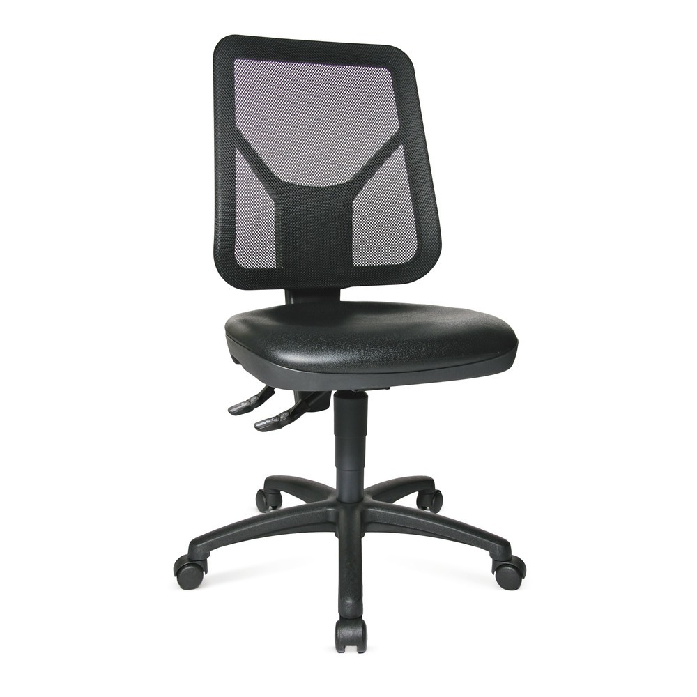Obraz produktu: Krzesło robocze obrotowe Topstar® Tec 80 PK, wysokość siedziska 410-530 mm, oparcie siatkowe, kółka, kolor czarny