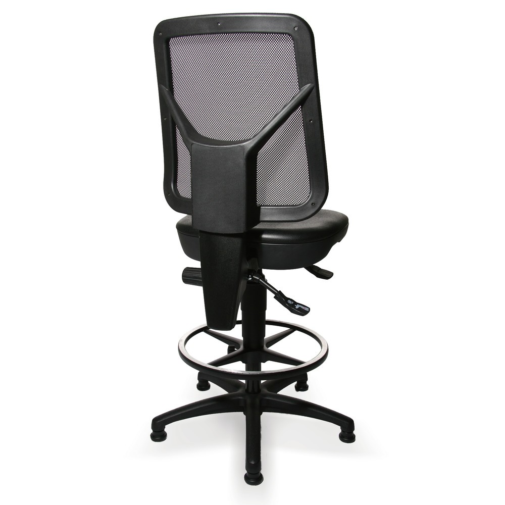 Zdjęcie produktu nr 2: Krzesło robocze obrotowe Topstar® Tec 80 PK, wysokość siedziska 590-840 mm, oparcie siatkowe, ślizgacze, podpórka pierścieniowa, kolor czarny