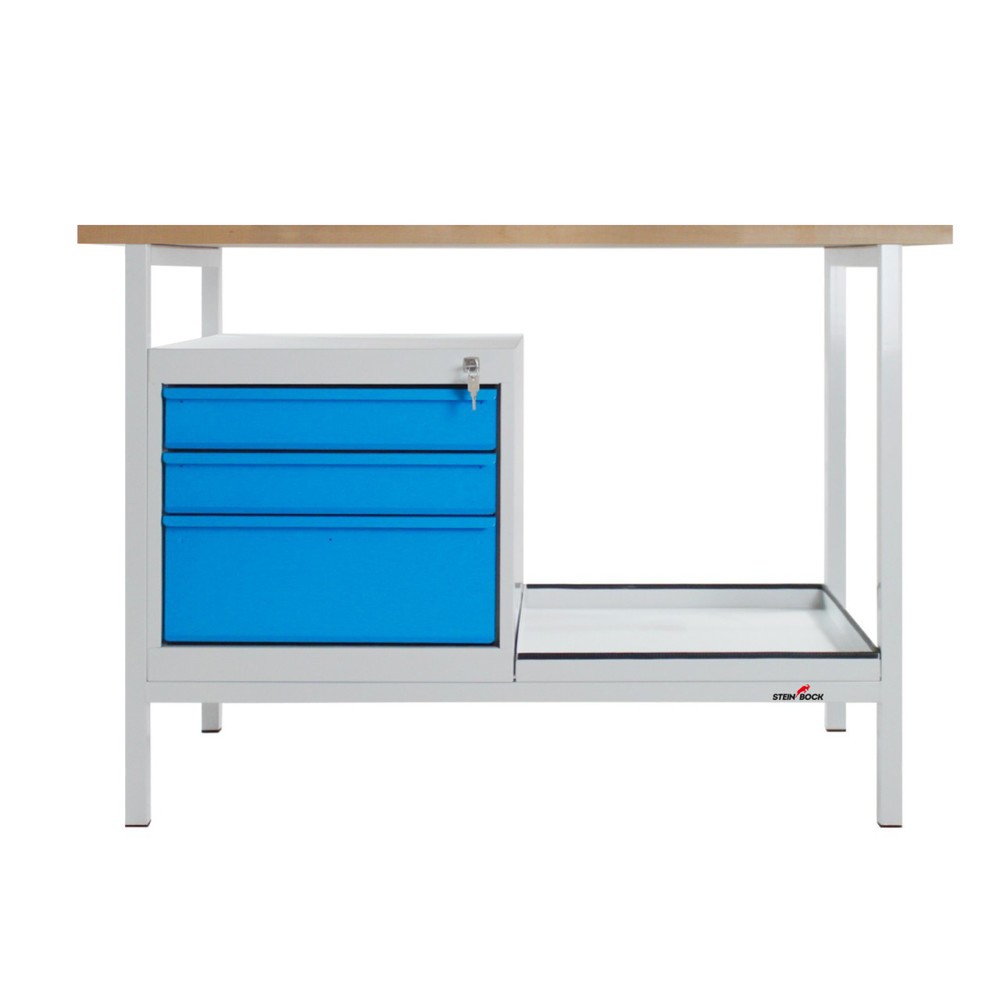 Zdjęcie produktu nr 5: Ława warsztatowa Steinbock® Cube, 3 x szuflada, udźwig 300 kg, wys. x szer. x gł. 825 x 1200 x 600 mm, RAL 7035/5012