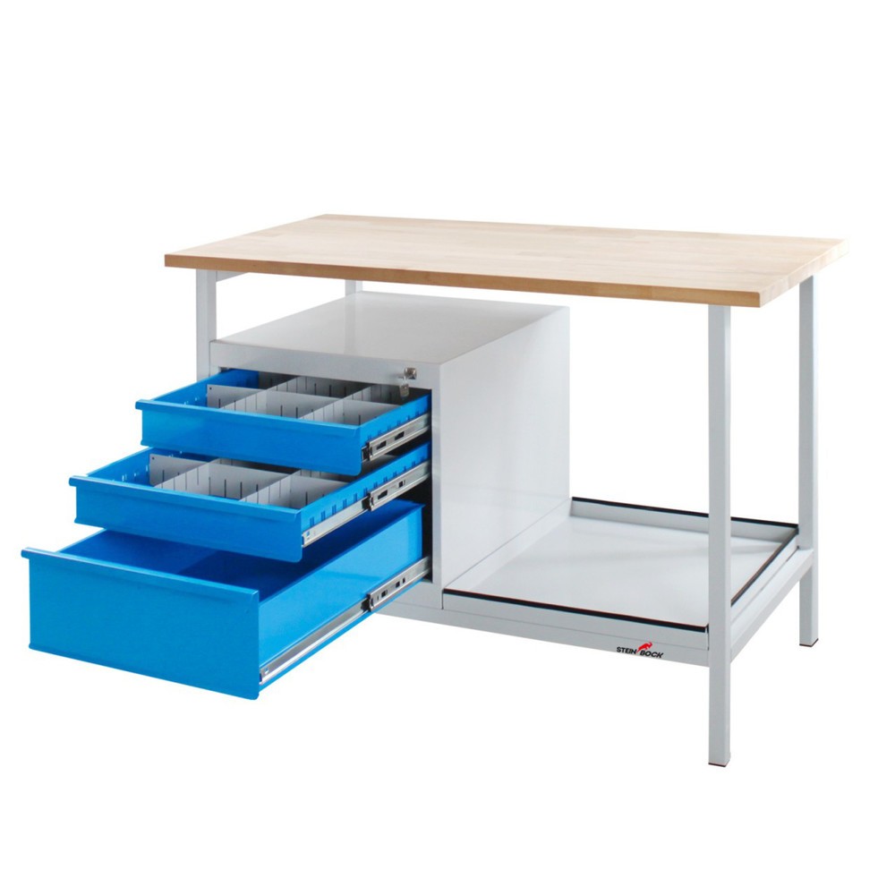Zdjęcie produktu nr 6: Ława warsztatowa Steinbock® Cube, 3 x szuflada, udźwig 300 kg, wys. x szer. x gł. 825 x 1200 x 600 mm, RAL 7035/5012