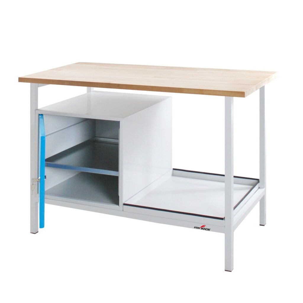 Ława warsztatowa Steinbock® Cube, 1 x drzwi, udźwig 300 kg, wys. x szer. x gł. 825 x 1200 x 600 mm, RAL 7035/5012 Zdjęcie produktu nr 4: Ława warsztatowa Steinbock® Cube, 1 x drzwi, udźwig 300 kg, wys. x szer. x gł. 825 x 1200 x 600 mm, RAL 7035/5012